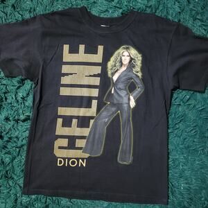 Celine Dion World Tour 2008 Graphic Tee Black Anvil Large